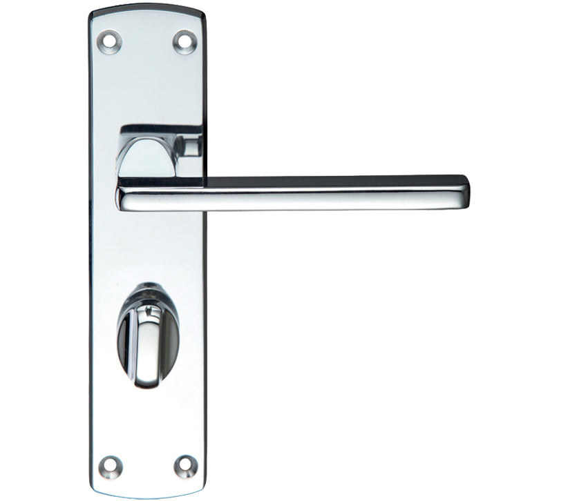 ZOO HARDWARE STANZA LEON CONTRACT DOOR HANDLES ON BACKPLATE POLISHED CHROME – (SOLD IN PAIRS)