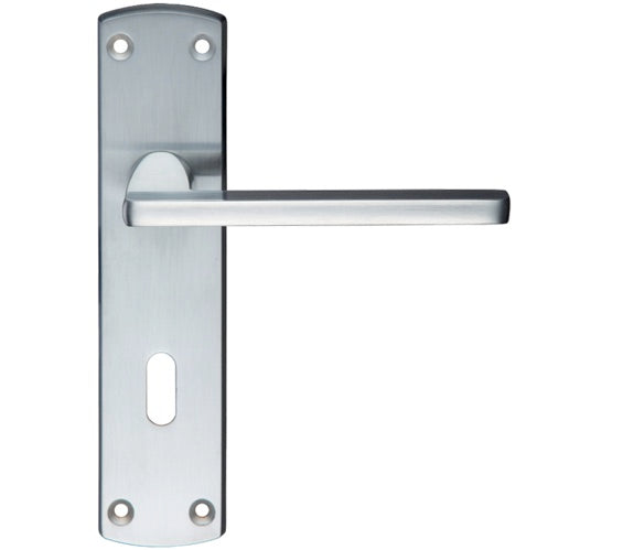 ZOO HARDWARE STANZA LEON CONTRACT DOOR HANDLES ON BACKPLATE SATIN CHROME – (SOLD IN PAIRS)