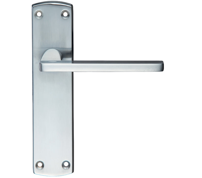 ZOO HARDWARE STANZA LEON CONTRACT DOOR HANDLES ON BACKPLATE SATIN CHROME – (SOLD IN PAIRS)
