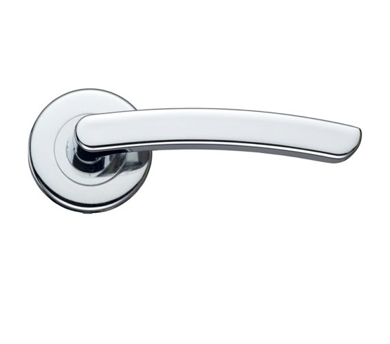 ZOO HARDWARE STANZA SANTIAGO CONTRACT LEVER ON ROUND ROSE POLISHED CHROME - ZCZ020CP (SOLD IN PAIRS)