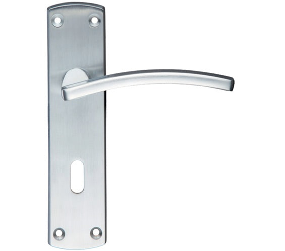 ZOO HARDWARE STANZA TOLEDO CONTRACT DOOR HANDLES ON BACKPLATE SATIN CHROME - (SOLD IN PAIRS)