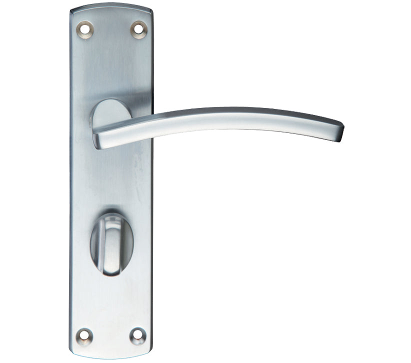 ZOO HARDWARE STANZA TOLEDO CONTRACT DOOR HANDLES ON BACKPLATE SATIN CHROME - (SOLD IN PAIRS)