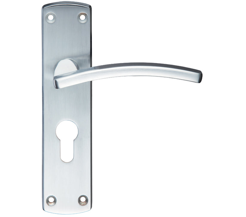 ZOO HARDWARE STANZA TOLEDO CONTRACT DOOR HANDLES ON BACKPLATE SATIN CHROME – (SOLD IN PAIRS)