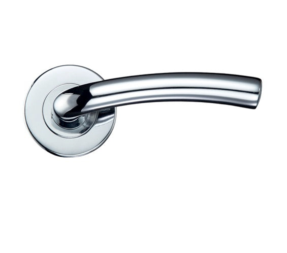 ZOO HARDWARE STANZA SEVILLE CONTRACT LEVER ON ROUND ROSE POLISHED CHROME - ZCZ050CP  (SOLD IN PAIRS)