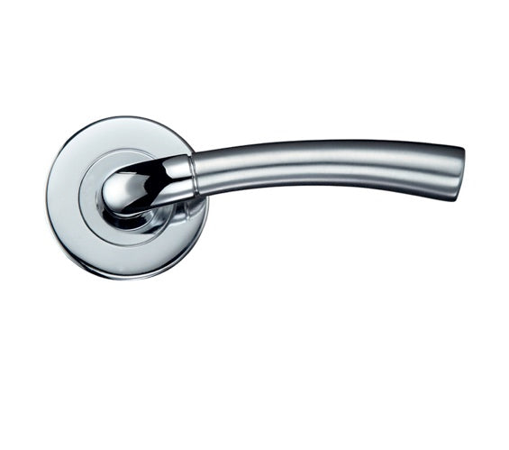 ZOO HARDWARE STANZA GIRONA CONTRACT LEVER ON ROUND ROSE DUAL FINISH SATIN & POLISHED CHROME - ZCZ060SCCP (SOLD IN PAIRS)
