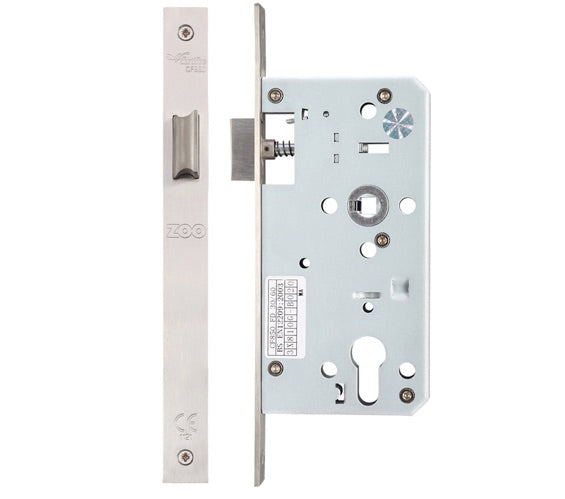 ZOO HARDWARE VIER 72MM C/C DIN LATCH (SQUARE OR RADIUS PROFILE) - SATIN STAINLESS STEEL