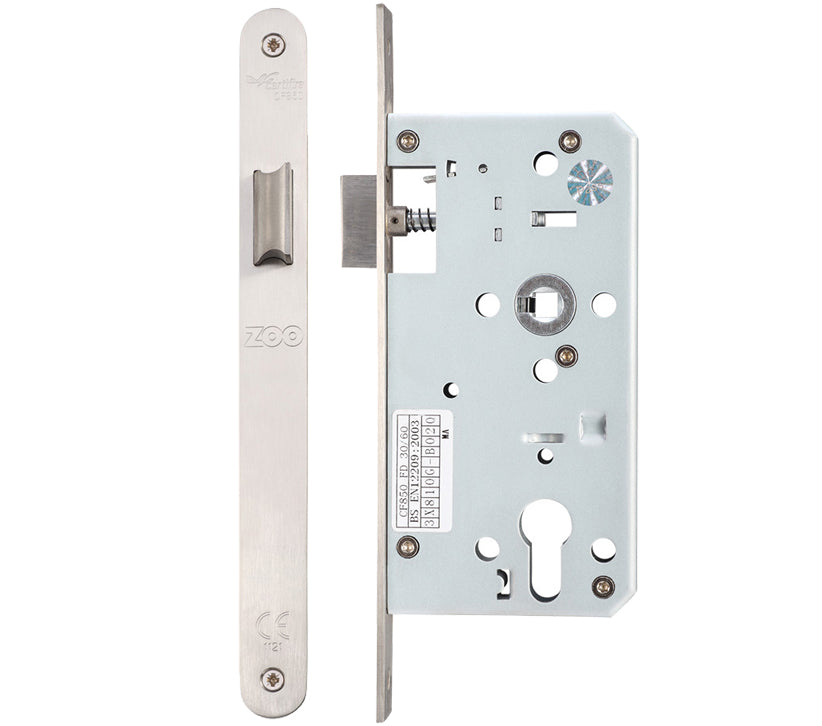 ZOO HARDWARE VIER 72MM C/C DIN LATCH (SQUARE OR RADIUS PROFILE) - SATIN STAINLESS STEEL