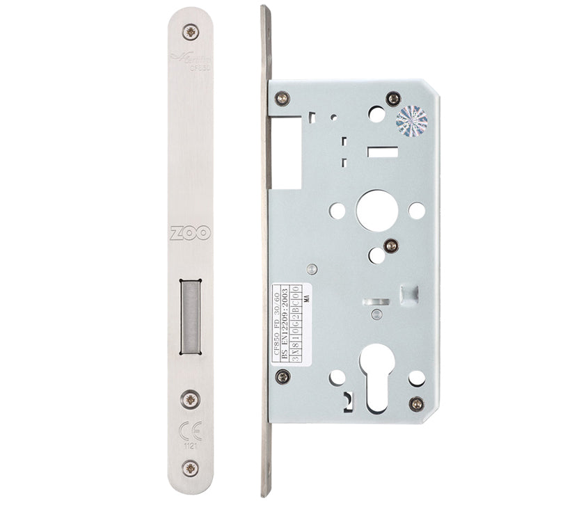 ZOO HARDWARE VIER 72MM C/C DIN DEAD LOCK (SQUARE OR RADIUS PROFILE) - SATIN STAINLESS STEEL