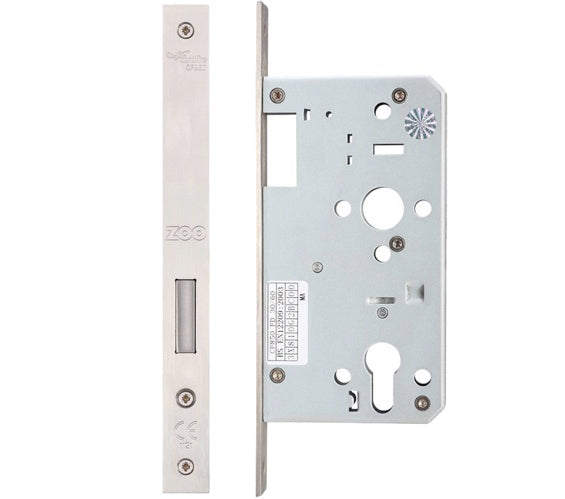 ZOO HARDWARE VIER 72MM C/C DIN SINGLE THROW DEAD LOCK (SQUARE OR RADIUS PROFILE) - SATIN STAINLESS STEEL