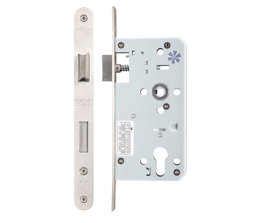 ZOO HARDWARE VIER 72MM C/C EURO SASH DIN LOCK (SQUARE OR RADIUS PROFILE) - SATIN STAINLESS STEEL
