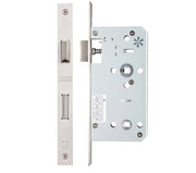 ZOO HARDWARE VIER 78MM C/C DIN BATHROOM LOCK (SQUARE OR RADIUS PROFILE) - SATIN STAINLESS STEEL