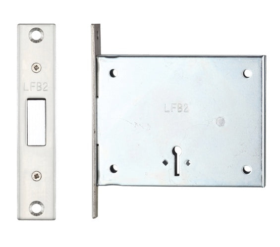 ZOO HARDWARE LONDON FIRE BRIGADE MORTICE DEAD LOCK (51MM), SATIN STAINLESS STEEL - ZFB2