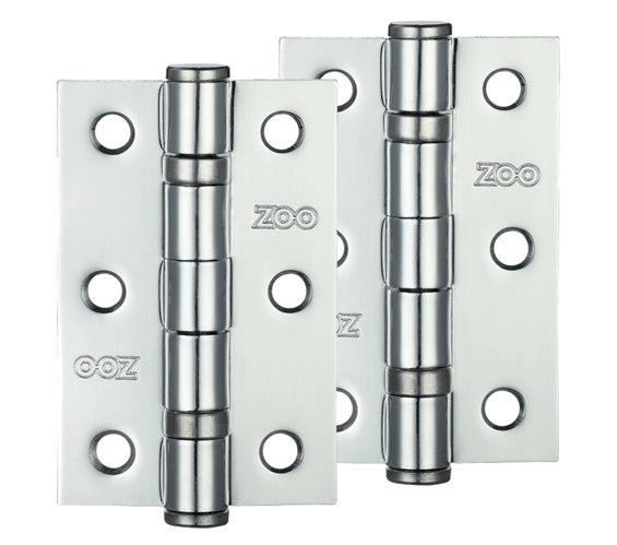 ZOO HARDWARE 3 INCH STEEL BALL BEARING DOOR HINGES, POLISHED CHROME - ZHS32CP (SOLD IN PAIRS)