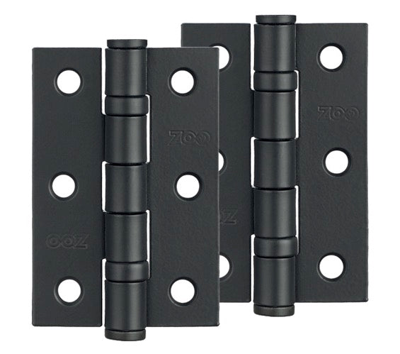 ZOO HARDWARE 3 INCH STEEL BALL BEARING DOOR HINGES, POWDER COATED BLACK - ZHS32PCB (SOLD IN PAIRS)
