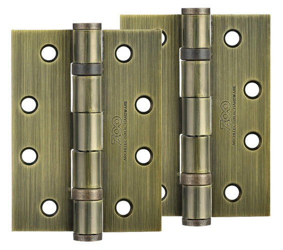 ZOO HARDWARE 4 INCH STEEL BALL BEARING DOOR HINGES, FLORENTINE BRONZE - ZHS43FB (SOLD IN PAIRS)