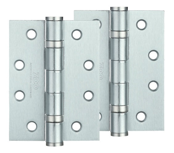 ZOO HARDWARE 4 INCH STEEL BALL BEARING DOOR HINGES, SATIN CHROME - ZHS43SC (SOLD IN PAIRS)