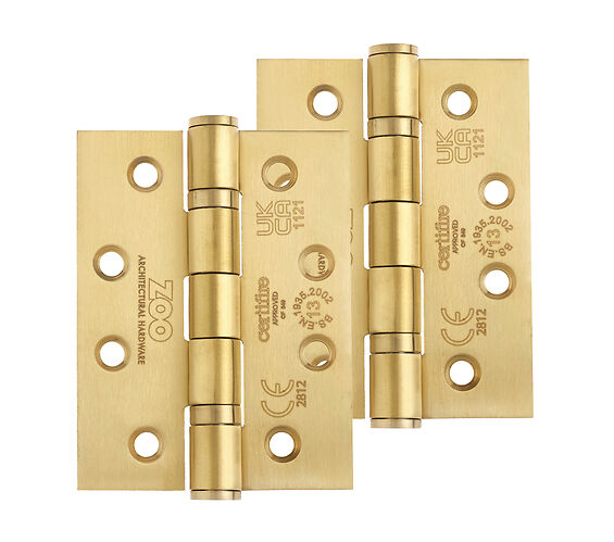 ZOO HARDWARE 4 INCH GRADE 13 BALL BEARING HINGE, PVD SATIN BRASS - ZHSS243-PVDSB (SOLD IN PAIRS)