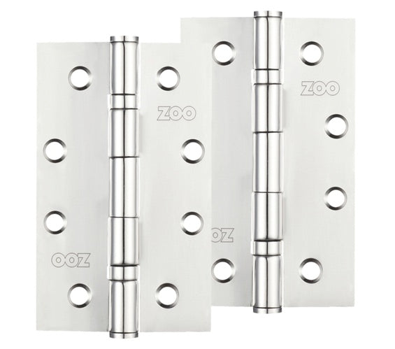 ZOO HARDWARE 4 INCH GRADE 201 SLIM KNUCKLE BEARING HINGE, POLISHED STAINLESS STEEL - ZHSS63P (SOLD IN PAIRS)