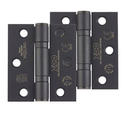 ZOO HARDWARE 3 INCH GRADE 11 (SQUARE OR RADIUS EDGE) BALL BEARING HINGE, MATT BLACK - (SOLD IN PAIRS)