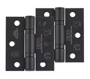 ZOO HARDWARE 3 INCH GRADE 11 (SQUARE OR RADIUS EDGE) BALL BEARING HINGE, POWDER COATED BLACK - (SOLD IN PAIRS)