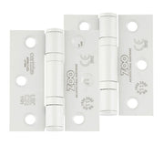 ZOO HARDWARE 3 INCH GRADE 11 (SQUARE OR RADIUS EDGE) BALL BEARING HINGE, POWDER COATED WHITE - (SOLD IN PAIRS)