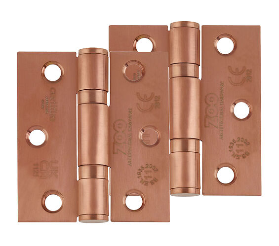 ZOO HARDWARE 3 INCH GRADE 11 (SQUARE OR RADIUS EDGE) BALL BEARING HINGE, PVD BRONZE -  (SOLD IN PAIRS)