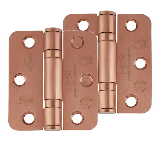 ZOO HARDWARE 3 INCH GRADE 11 (SQUARE OR RADIUS EDGE) BALL BEARING HINGE, PVD BRONZE -  (SOLD IN PAIRS)
