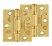 ZOO HARDWARE 3 INCH GRADE 11 (SQUARE OR RADIUS EDGE) BALL BEARING HINGE, PVD SATIN BRASS - (SOLD IN PAIRS)