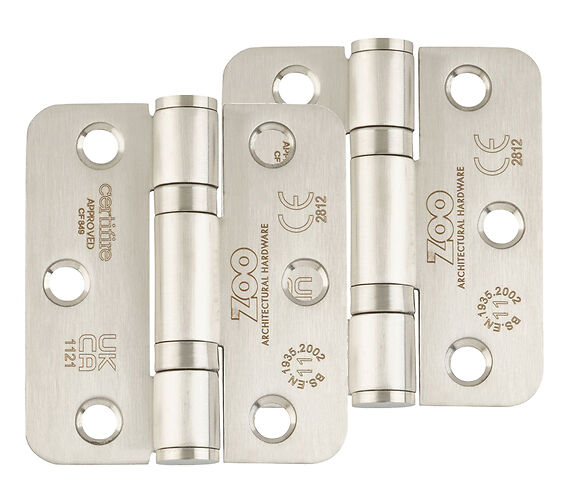 ZOO HARDWARE 3 INCH GRADE 11 (SQUARE OR RADIUS EDGE) BALL BEARING HINGE, SATIN STAINLESS STEEL -  (SOLD IN PAIRS)