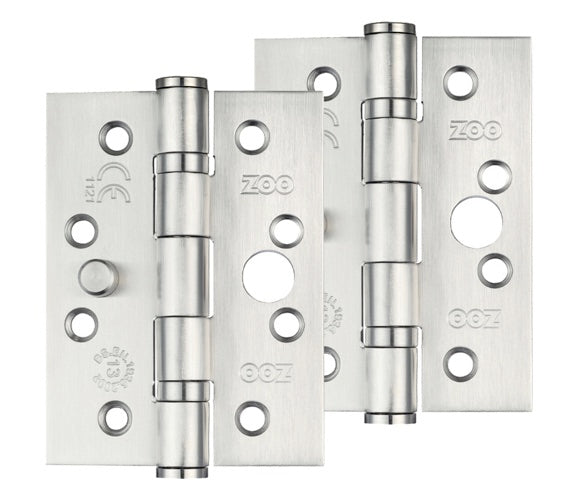 ZOO HARDWARE 4 INCH GRADE 201 DOG BOLT OR SECURITY DOOR HINGE, SATIN STAINLESS STEEL - (SOLD IN PAIRS)