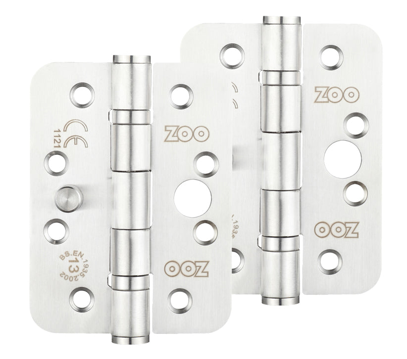 ZOO HARDWARE 4 INCH GRADE 201 DOG BOLT OR SECURITY DOOR HINGE, SATIN STAINLESS STEEL - (SOLD IN PAIRS)