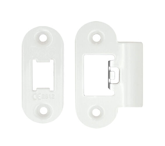 ZOO HARDWARE RADIUS EDGE FACE PLATE AND STRIKE PLATE ACCESSORY PACK, POWDER COATED WHITE - ZLAP01R-PCW
