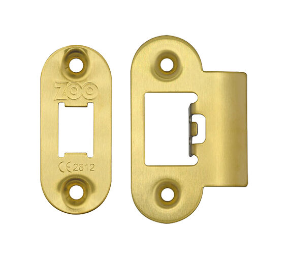 ZOO HARDWARE RADIUS EDGE FACE PLATE AND STRIKE PLATE ACCESSORY PACK, PVD SATIN BRASS - ZLAP01R-PVDSB