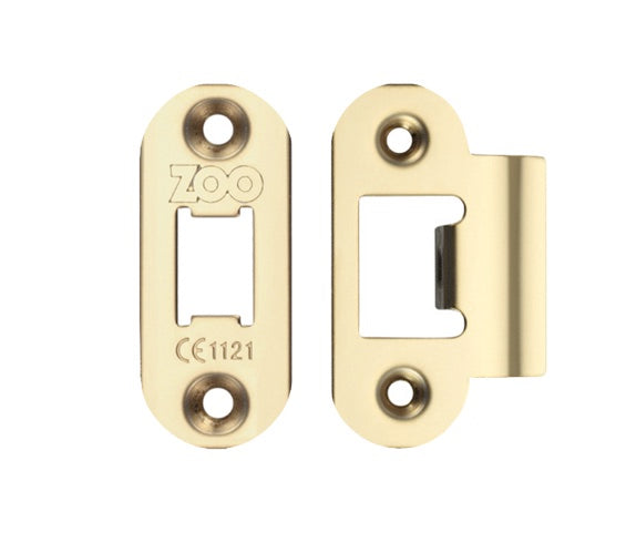 ZOO HARDWARE RADIUS EDGE FACE PLATE AND STRIKE PLATE ACCESSORY PACK, PVD STAINLESS BRASS - ZLAP01RPVD