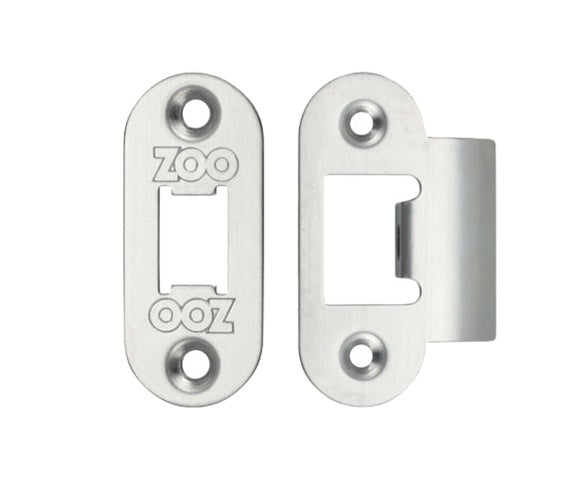 ZOO HARDWARE RADIUS EDGE FACE PLATE AND STRIKE PLATE ACCESSORY PACK, SATIN STAINLESS STEEL - ZLAP01RSS