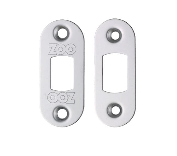 ZOO HARDWARE RADIUS FACE PLATE AND STRIKE PLATE ACCESSORY PACK, POLISHED STAINLESS STEEL - ZLAP02RPSS