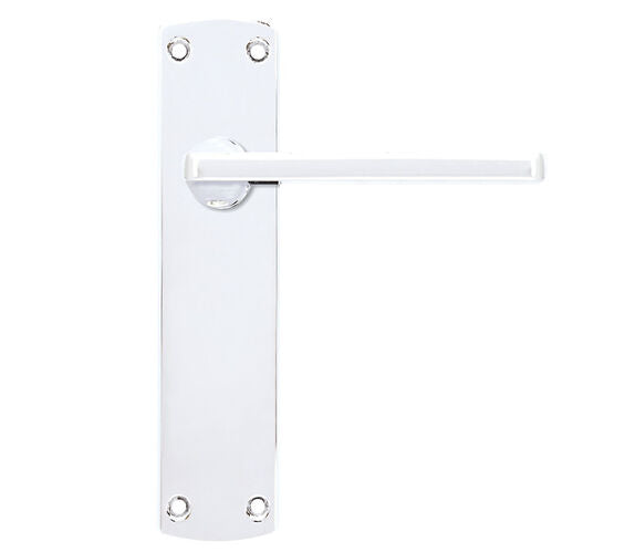 ZOO HARDWARE STANZA LEON CONTRACT RANGE DOOR HANDLES ON BACKPLATE POLISHED CHROME –  (SOLD IN PAIRS)