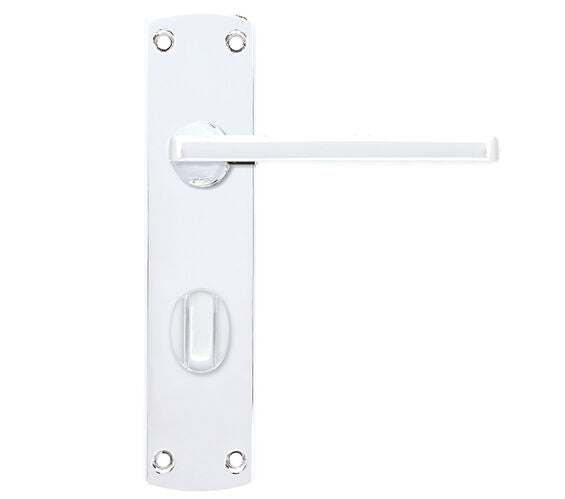 ZOO HARDWARE STANZA LEON CONTRACT RANGE DOOR HANDLES ON BACKPLATE POLISHED CHROME –  (SOLD IN PAIRS)