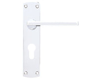ZOO HARDWARE STANZA LEON CONTRACT RANGE DOOR HANDLES ON BACKPLATE POLISHED CHROME –  (SOLD IN PAIRS)