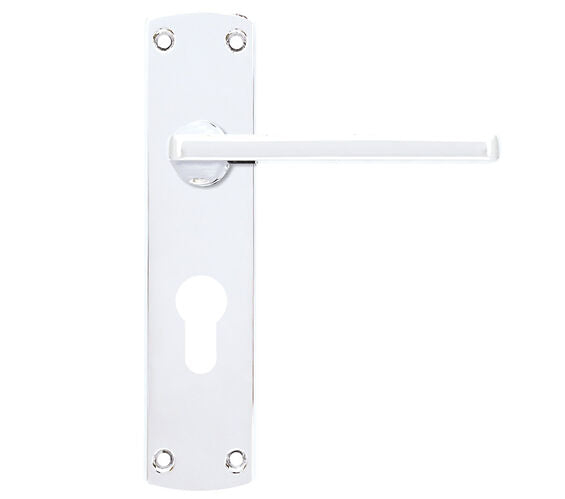 ZOO HARDWARE STANZA LEON CONTRACT RANGE DOOR HANDLES ON BACKPLATE POLISHED CHROME –  (SOLD IN PAIRS)