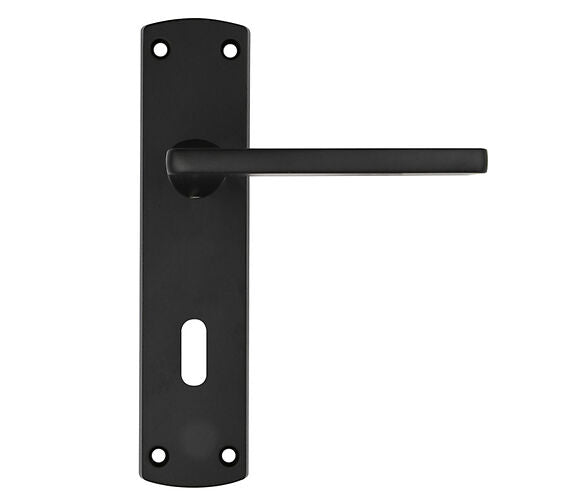 ZOO HARDWARE STANZA LEON CONTRACT RANGE DOOR HANDLES ON BACKPLATE MATT BLACK –  (SOLD IN PAIRS)