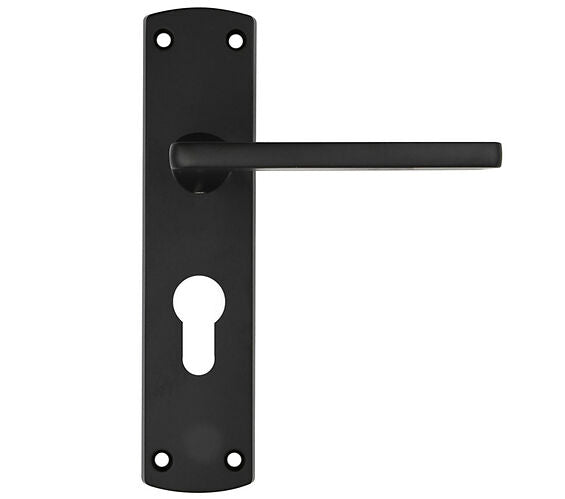 ZOO HARDWARE STANZA LEON CONTRACT RANGE DOOR HANDLES ON BACKPLATE MATT BLACK –  (SOLD IN PAIRS)