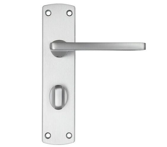 ZOO HARDWARE STANZA LEON CONTRACT RANGE DOOR HANDLES ON BACKPLATE SATIN CHROME –  (SOLD IN PAIRS)