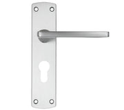 ZOO HARDWARE STANZA LEON CONTRACT RANGE DOOR HANDLES ON BACKPLATE SATIN CHROME –  (SOLD IN PAIRS)