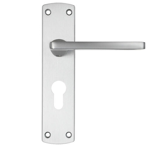 ZOO HARDWARE STANZA LEON CONTRACT RANGE DOOR HANDLES ON BACKPLATE SATIN CHROME –  (SOLD IN PAIRS)