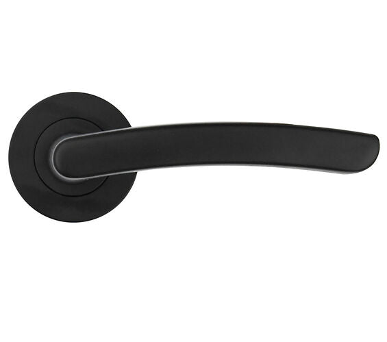 ZOO HARDWARE STANZA SANTIAGO CONTRACT RANGE LEVER ON ROUND ROSE MATT BLACK - ZPA020-MB (SOLD IN PAIRS)