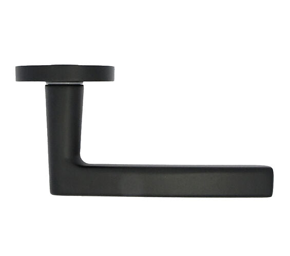 ZOO HARDWARE STANZA SANTIAGO CONTRACT RANGE LEVER ON ROUND ROSE MATT BLACK - ZPA020-MB (SOLD IN PAIRS)