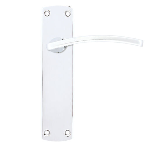 ZOO HARDWARE STANZA TOLEDO CONTRACT RANGE DOOR HANDLES ON BACKPLATE, POLISHED CHROME -  (SOLD IN PAIRS)