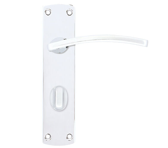 ZOO HARDWARE STANZA TOLEDO CONTRACT RANGE DOOR HANDLES ON BACKPLATE, POLISHED CHROME -  (SOLD IN PAIRS)