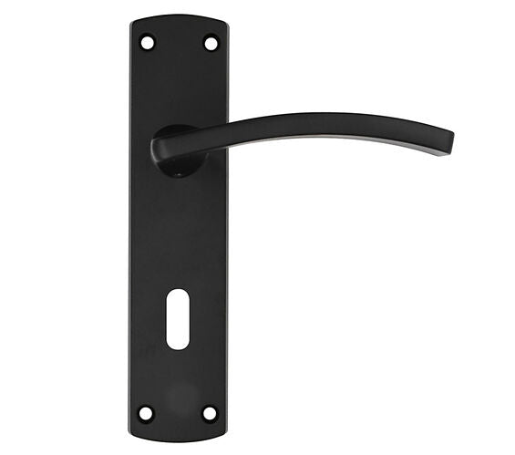 ZOO HARDWARE STANZA TOLEDO CONTRACT RANGE DOOR HANDLES ON BACKPLATE MATT BLACK – (SOLD IN PAIRS)